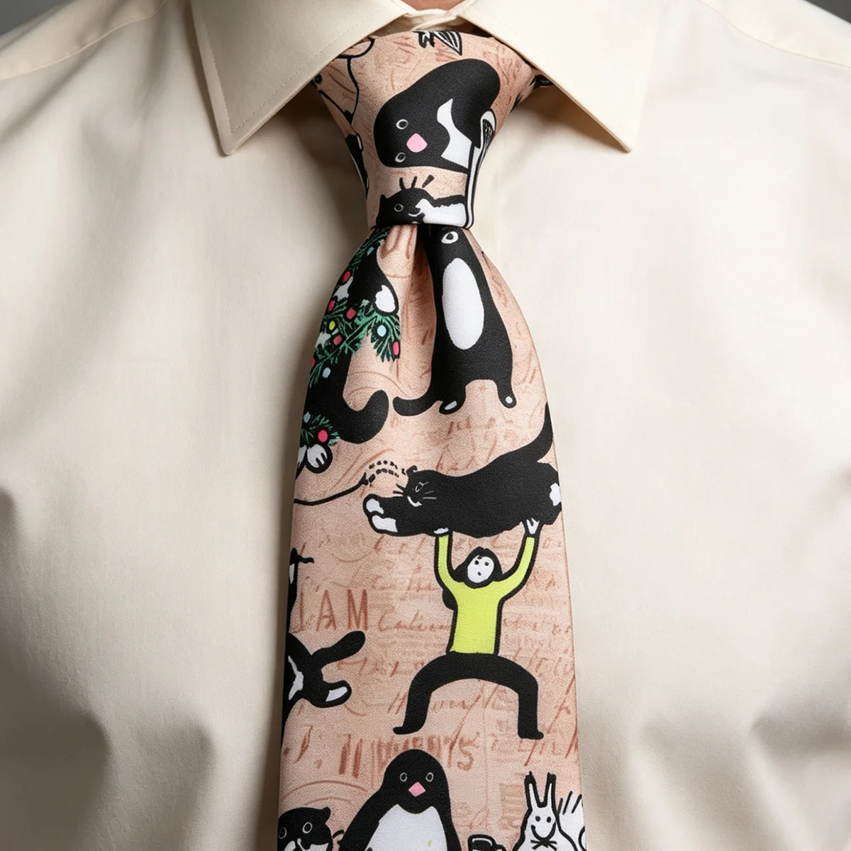 New Fashion Oil Painting Neck Ties For Men Horse Cat Retro Fun 8cm Neckties Shirt Accessories Daily Wear Wedding Party Gifts Tie