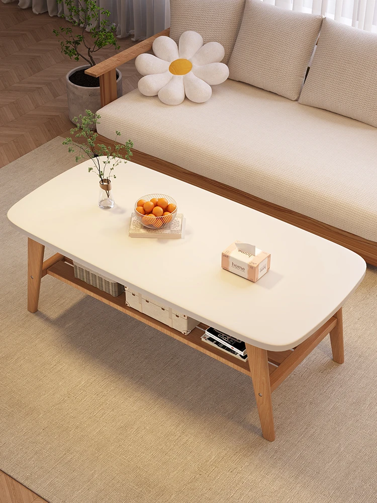 

Coffee table living room household 2024 new small apartment simple solid wood table rental house simple modern