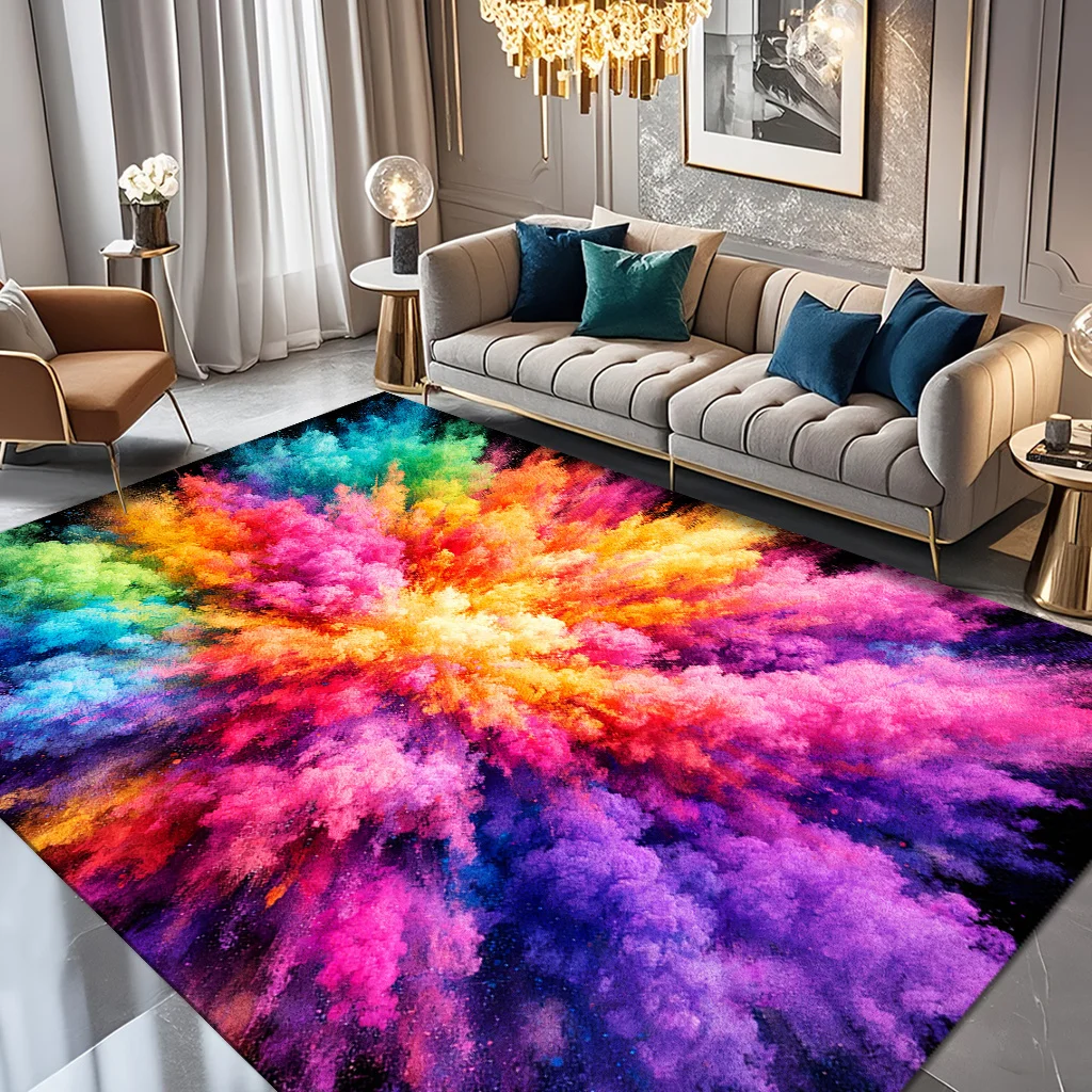 1pc Color Powder Explosion Pattern Non‑Slip Area Rug, Decorative Indoor Home Rug, Versatile Spring Home Decor, Perfect