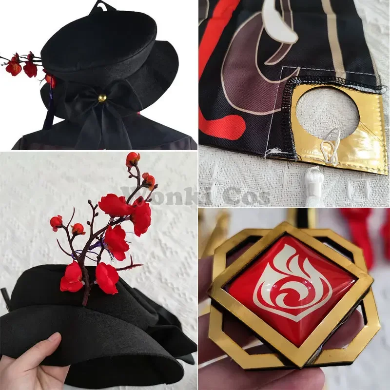 Hugai impact cosplay Hu Dai cosplay costume wig with hat original rings double fishtail full set