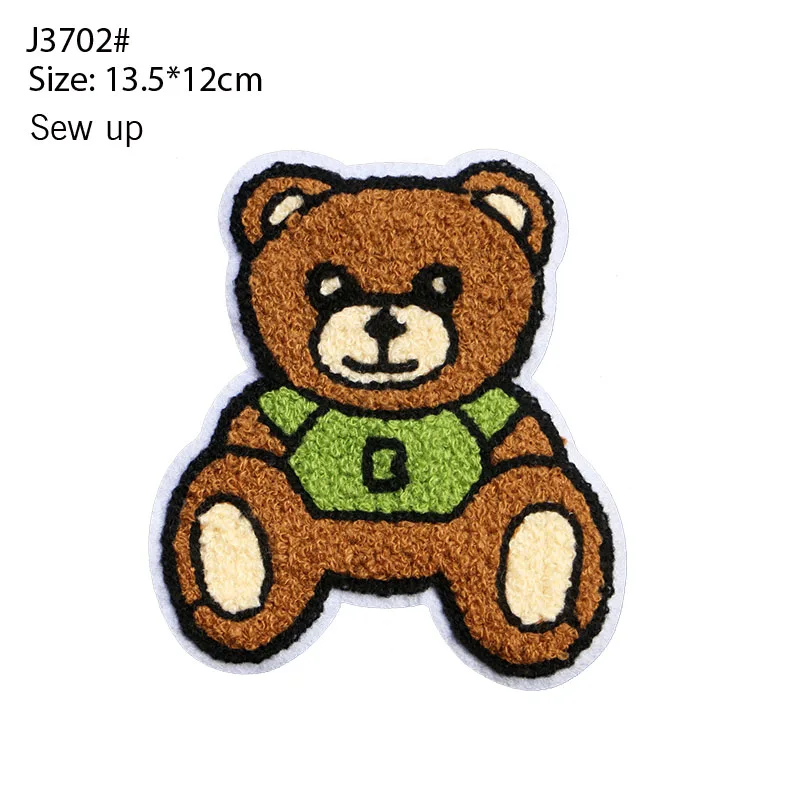 Fashion Cute Cartoon Embroidery Towel Bear Mouse Head Robot Frog Badge Stripe DIY Down Jacket T-shirt Dress Pants