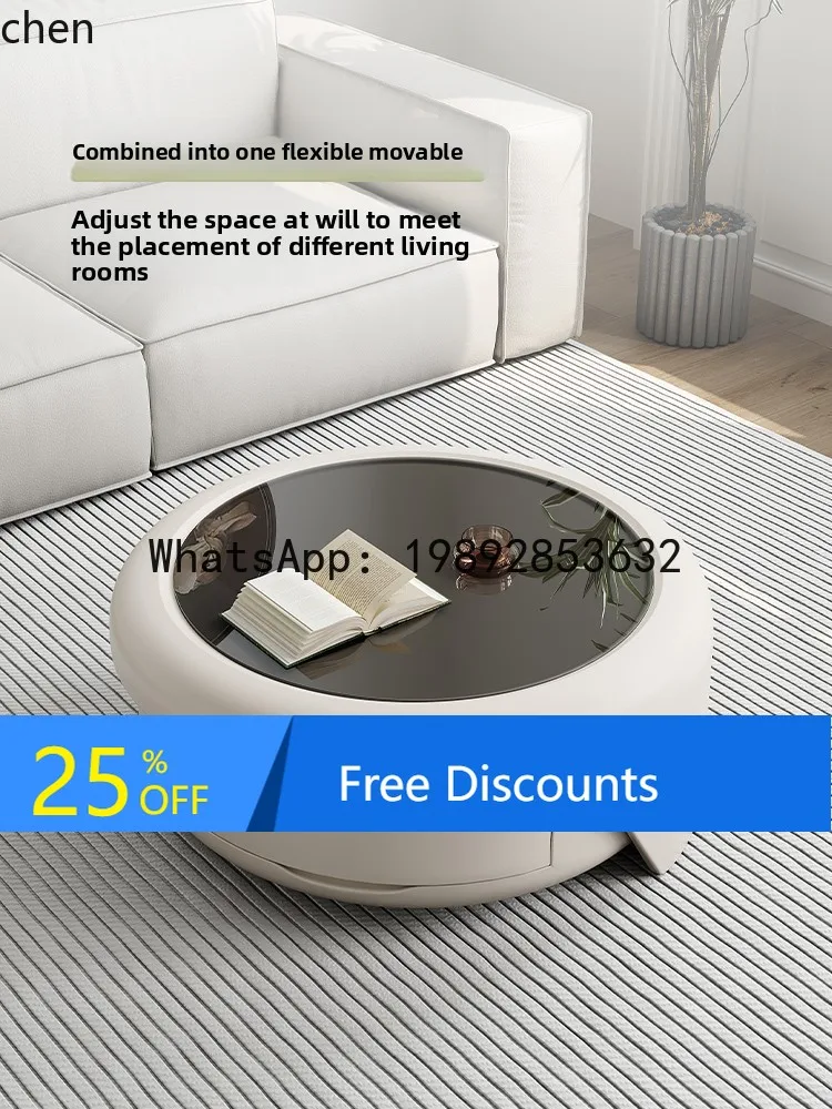 

cream style coffee table living room combination light luxury high sense round