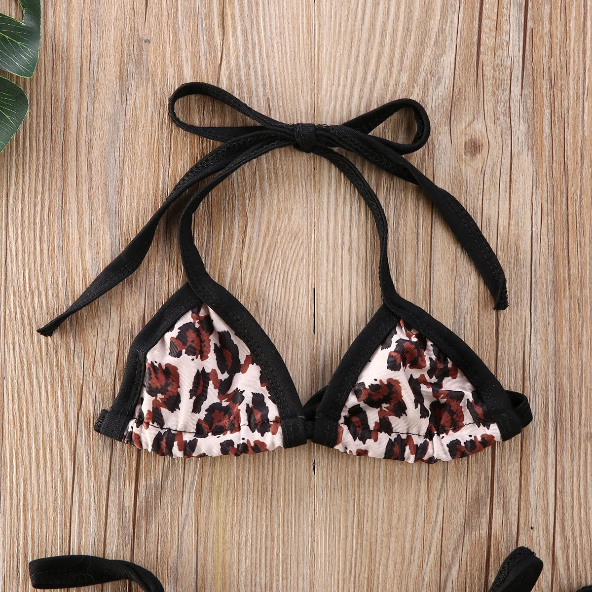 Toddler Baby Girl Bikini Set Leopard Print Bikini Halter Swimwear String Triangle Bathing Suits Beachwear