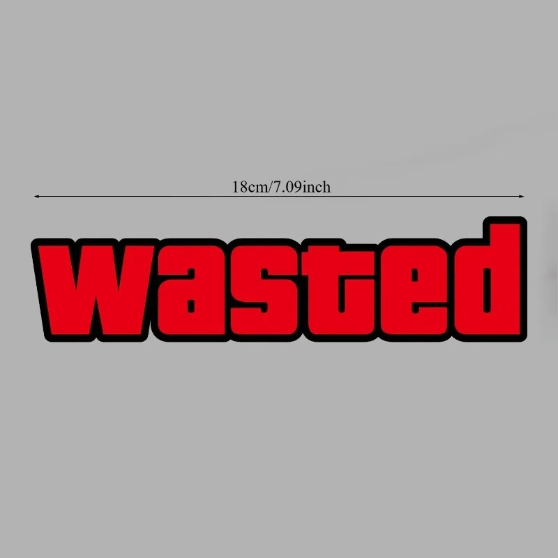 Wasted Letter Vinyl Sticker, Waterproof Funny Decal for Car Window Bumper Motorcycle Helmet Fuel Tank Scooter Bike DIY Decor