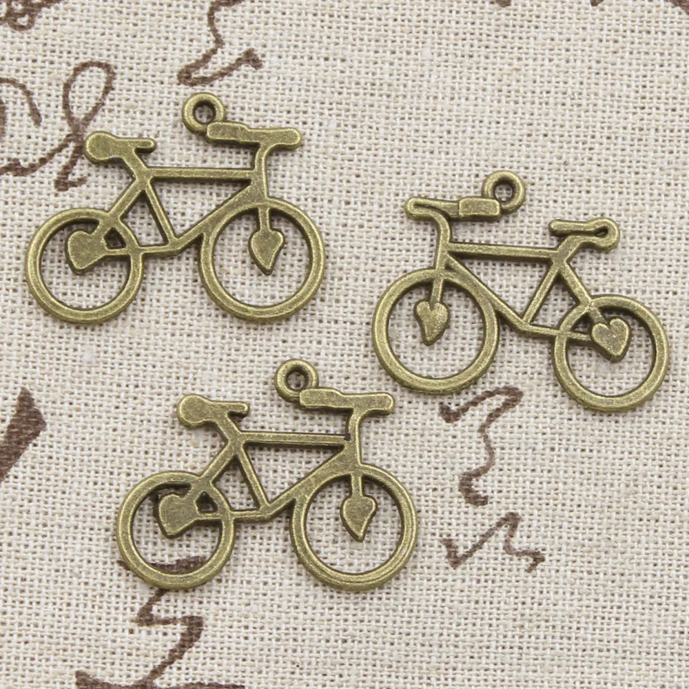 15pcs Charms Bike Bicycle 31x23mm Antique Bronze Silver Color Pendants Making DIY Handmade Tibetan Bronze Silver Color Jewelry