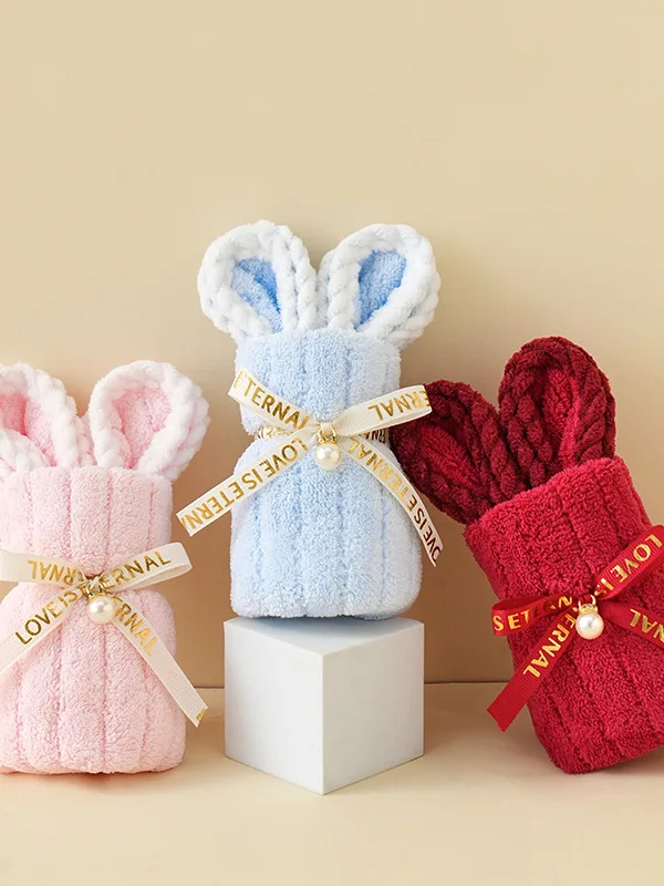 cartoon-cute-coral-fleece-rabbit-shaped-children's-small-gift-birthday-wedding-bear-2550-toddler-towel-knitted-fabric-non-spe