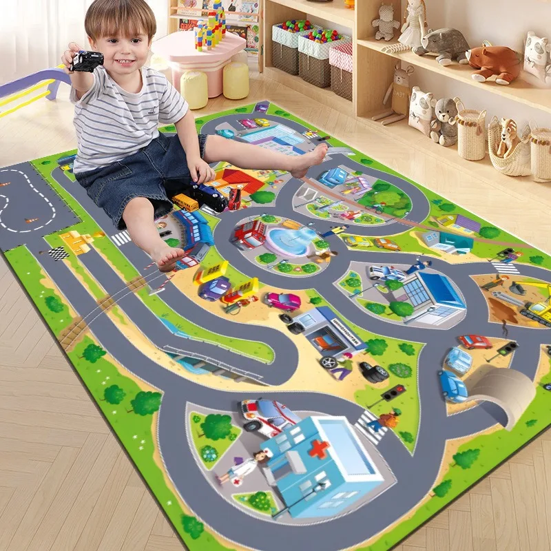 Children Toy Dream Carpet Non Slip Kids Game Crawling Mats Cartoon Road Traffic Educational Rugs Living Room Bedroom Floor Mat