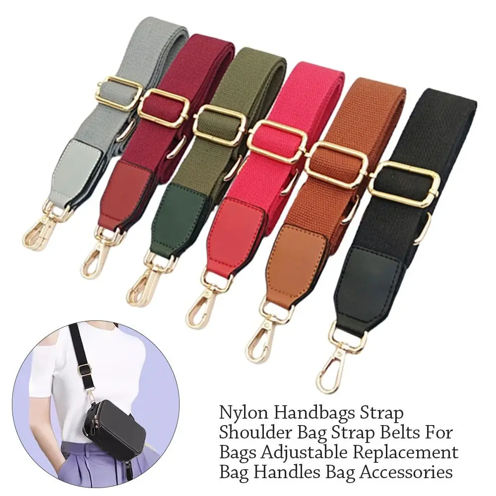 Solid Color Nylon Handbags Strap Shoulder Bag Strap Belts For Bags Adjustable Replacement Bag Handles Bag Accessories