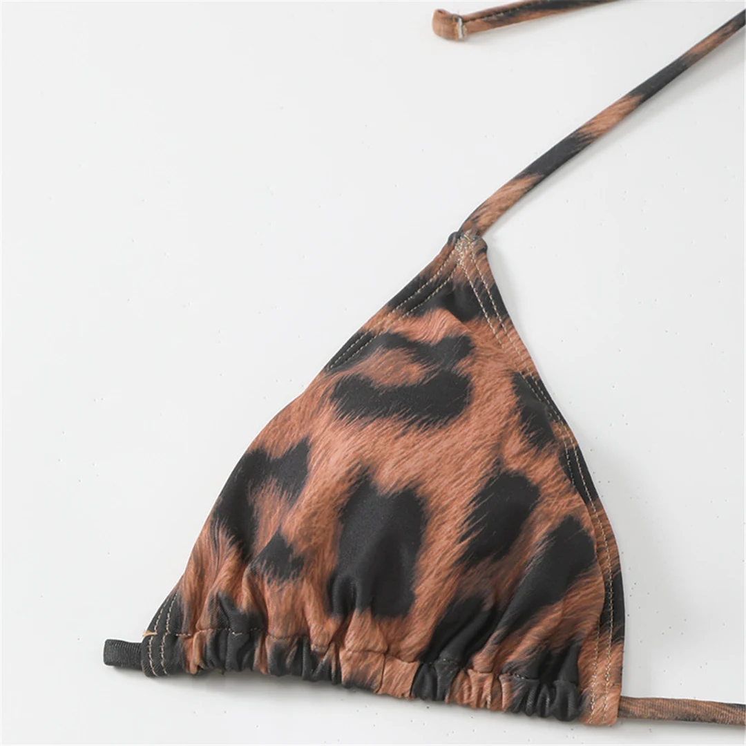 XS - XL Neckholder-Bikini mit Leopardenmuster und passendem Überwurf, Damen-Badeanzug, dreiteiliges Bikini-Set, Badebekleidung, Badeanzug, Modell V5452 – Detail 15