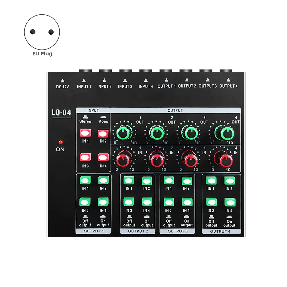 AT42 -LQ04 Mini Crossover de Áudio Pequeno Mixer Multicanal Amplificador de Fone de Ouvido Plugue UE