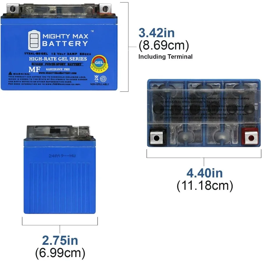 Bateria de gel ytx4lbs para atv quad dirt pit bike 50 70 110 125 cc 4 pacote de energia profunda confiável para veículos offroad longlastin