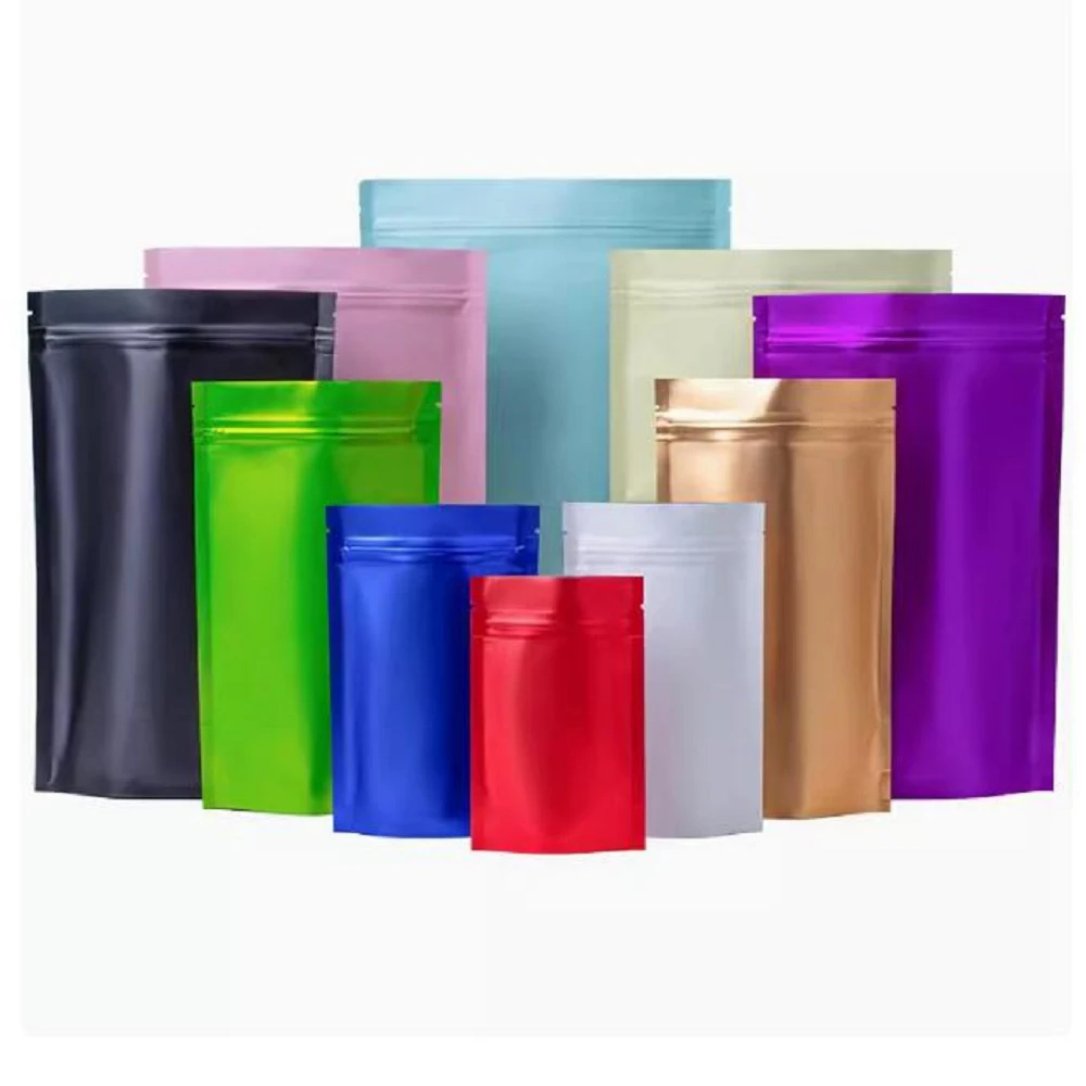 plastic bag Matte Aluminum Foil poly Bag color Self sealing Stand Up bag Large size package bag Reusable Storage ziplock Pouch