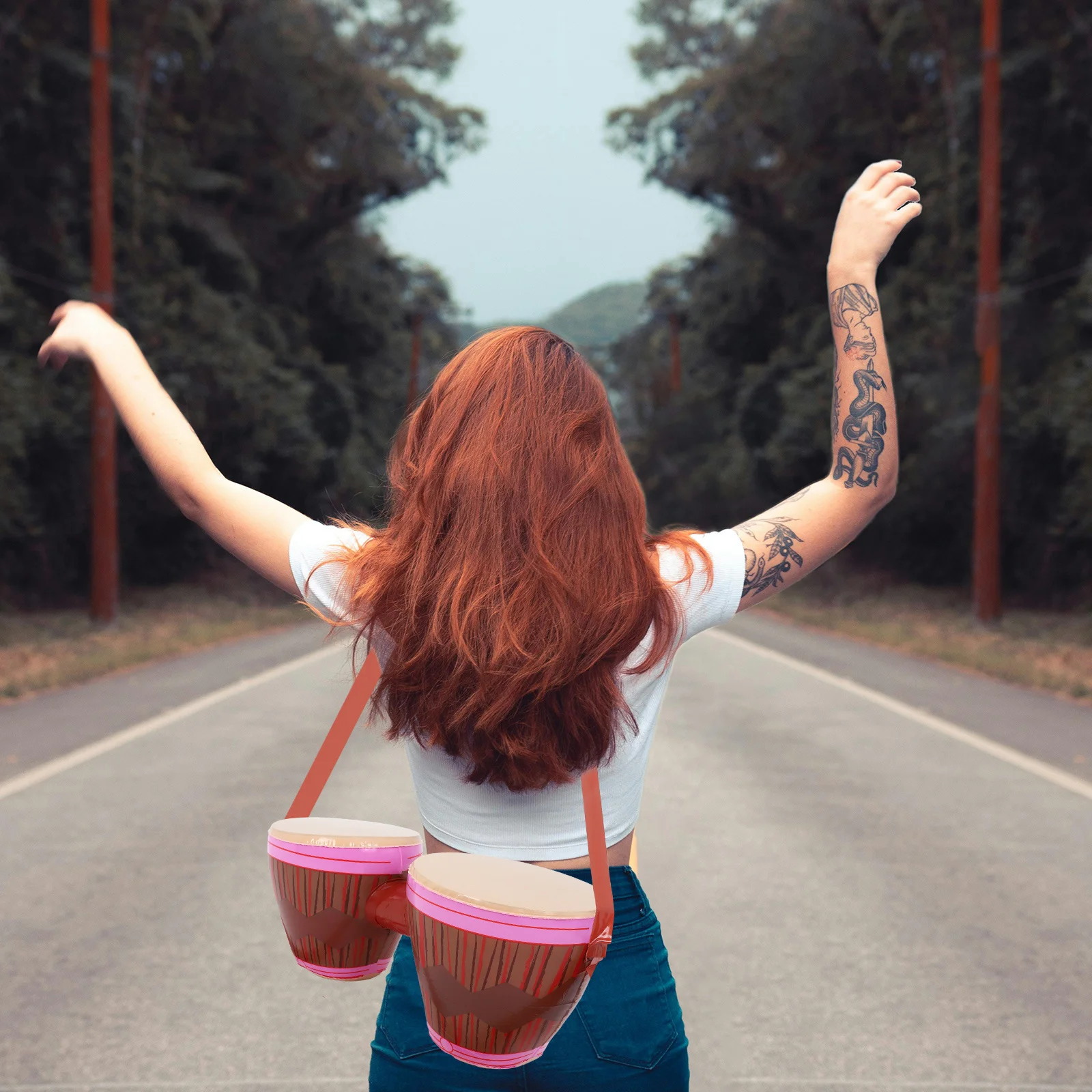 

Double Drum Inflatable Ansai Waist Drum for Music Parties Carnival Events Interactive Performance Portable PVC Instrument