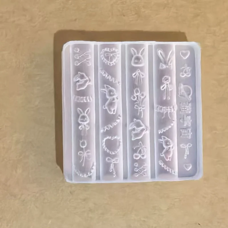 1pc pizzo cremoso fiocco di coniglio guscio marino 3D stampo acrilico decorazioni per unghie artistiche gatto design fai da te stampo per unghie in silicone per nail art