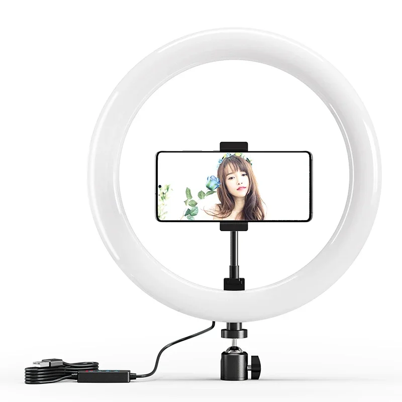 10 inch LED Ring light Photography Lighting Phone Ringlight With Tripod Stand USB Round Fill Lamp for Youtube TikTok Video Live