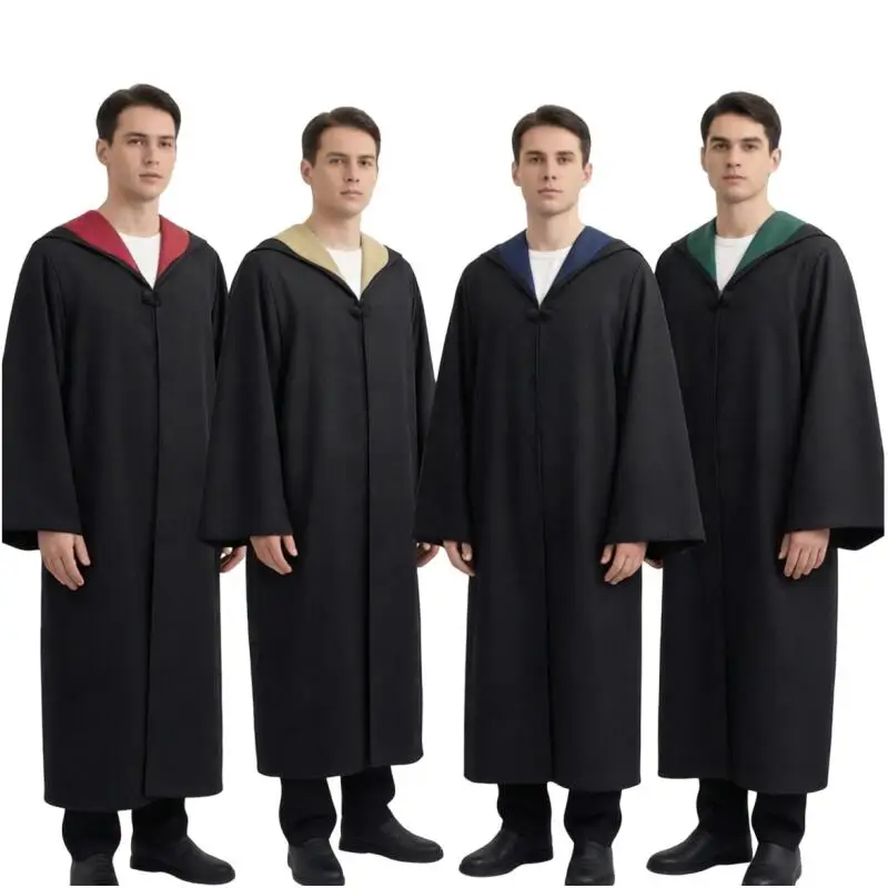 Capa con capucha de mago de Halloween con botón, 4 colores opcionales, disfraz de mago para fiesta temática mágica, carnaval, cosplay para adultos