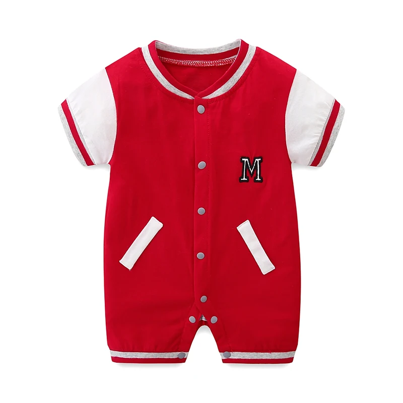 

Newborn Baby Full Moon Clothes Summer Thin Section Boy Newborn Baby 100-day Summer One-piece Red Suit