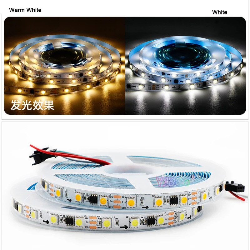 Addressable White/Warm whtie WS2811 LED Strip monochrome lamp Tape 24V DC 60LEDs/m SMD 5050 Pixels Single Color Smart Light bar