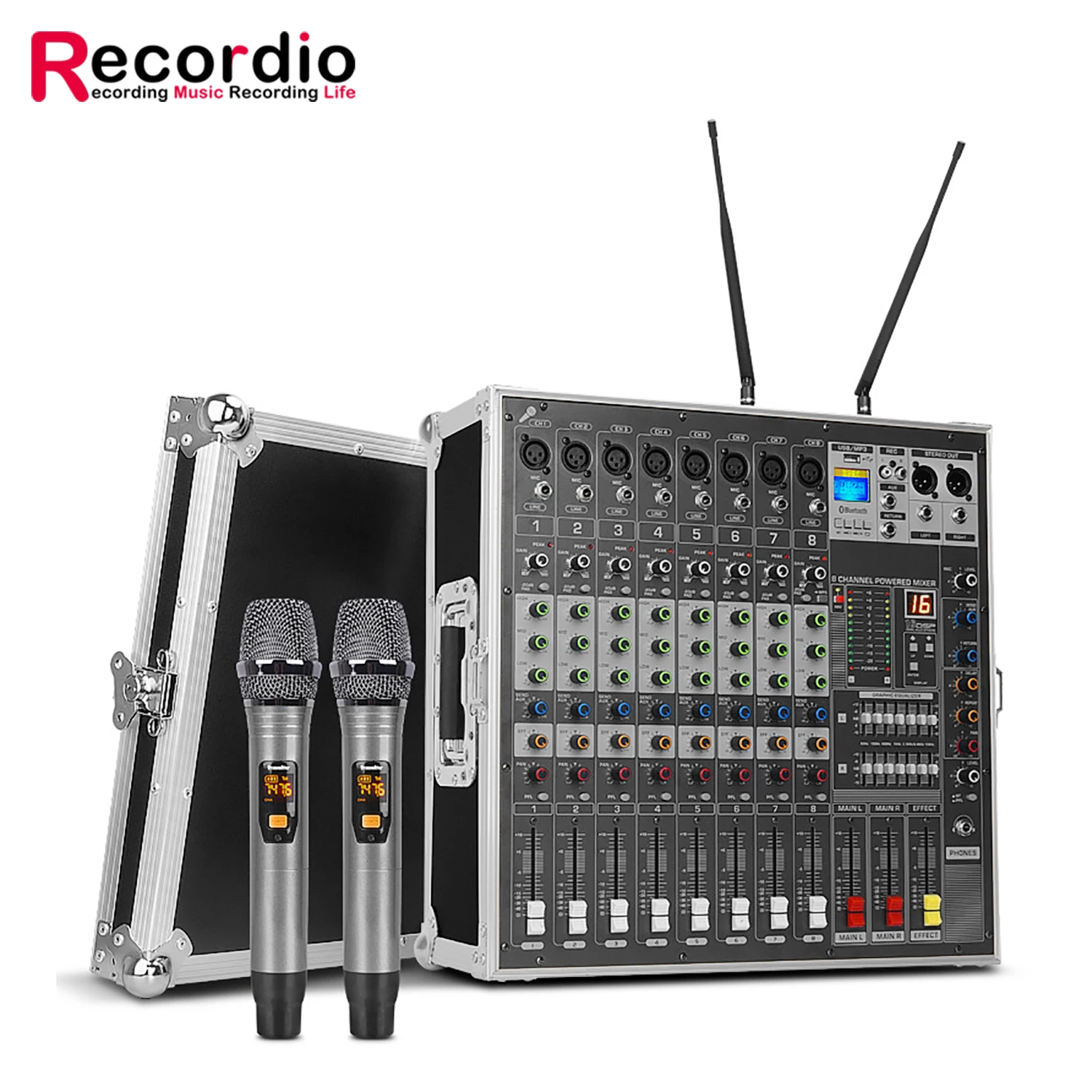 GAX-MK290 Professional 8-channel Powerful Amplifier Mixer Wireless Microphone Integrated Machine For Stage Performances