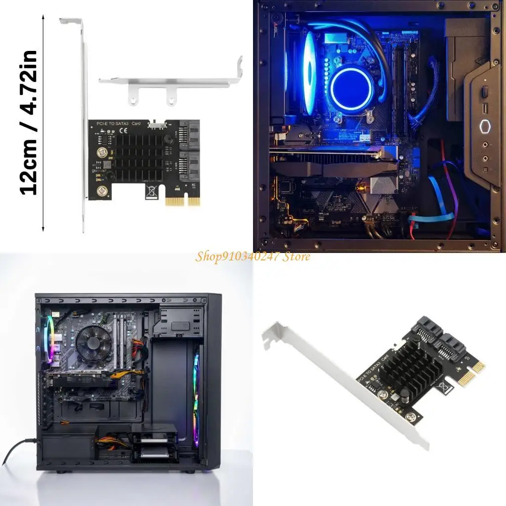 Q22A PCIe SATA3.0 Tarjeta 2 puertos PCIe a SATA3.0 Tarjeta expansión 6Gbps PCIe a SATA3.0 Tarjeta controlador Bajo