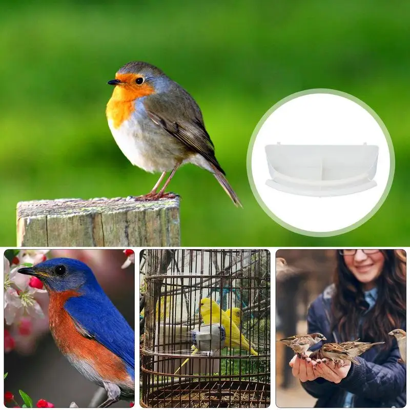 Bird Feeder Cup For Cage Sparrow Cage Water Food Feeding Cup Birds Food & Water Dispenser Bowl With Compartment And Bird Perch