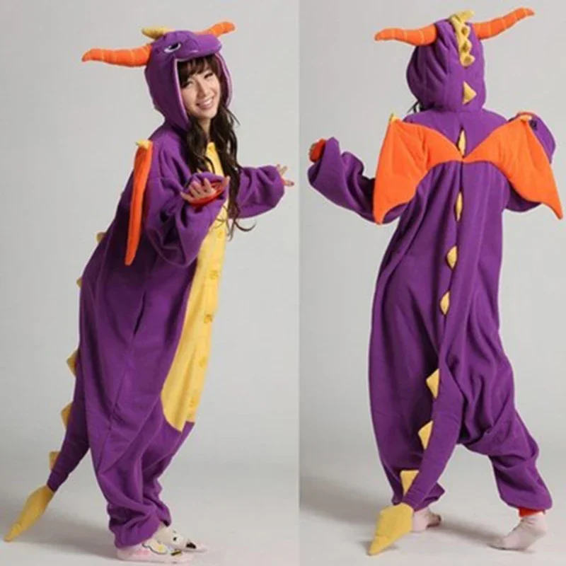 Pyjama Spyro Violet pour Adulte et Enfant, Costume de Cosplay, Onesies de Dragon, pour brev, Barrage, Halloween, Cadeau de Près de l'Année, Unisexe