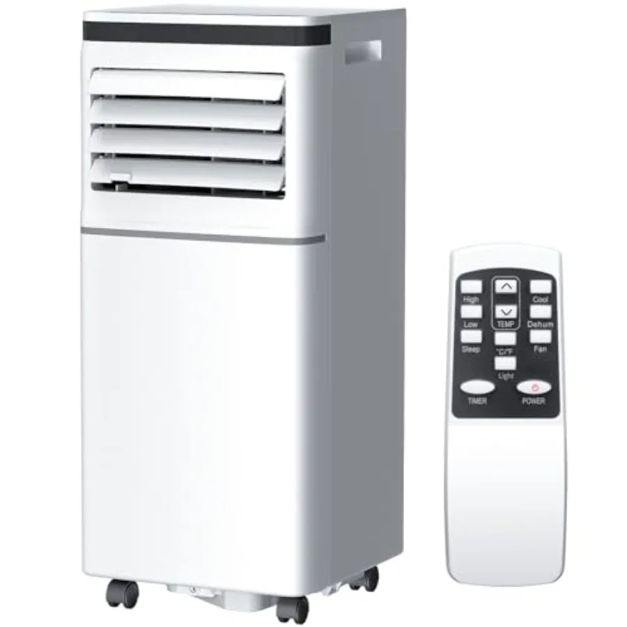 

Portable air conditioner for home/office use, ABS plastic body, white, 8000 BTU 3-in-1 cooling with 24H timer and sleep mode