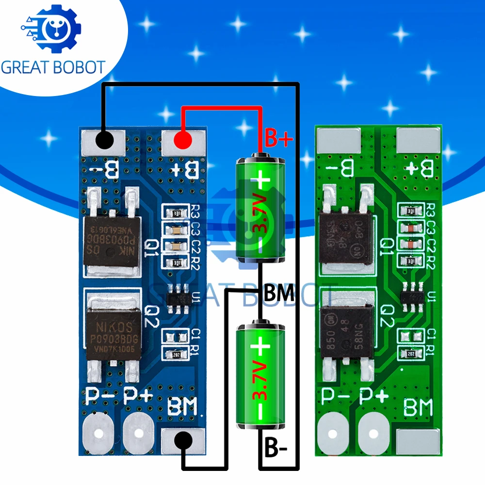 1~10PCS 2S 7.4V/6.4V  lithium battery protection board 8A working current 15A current limit/Overcharge discharge protection