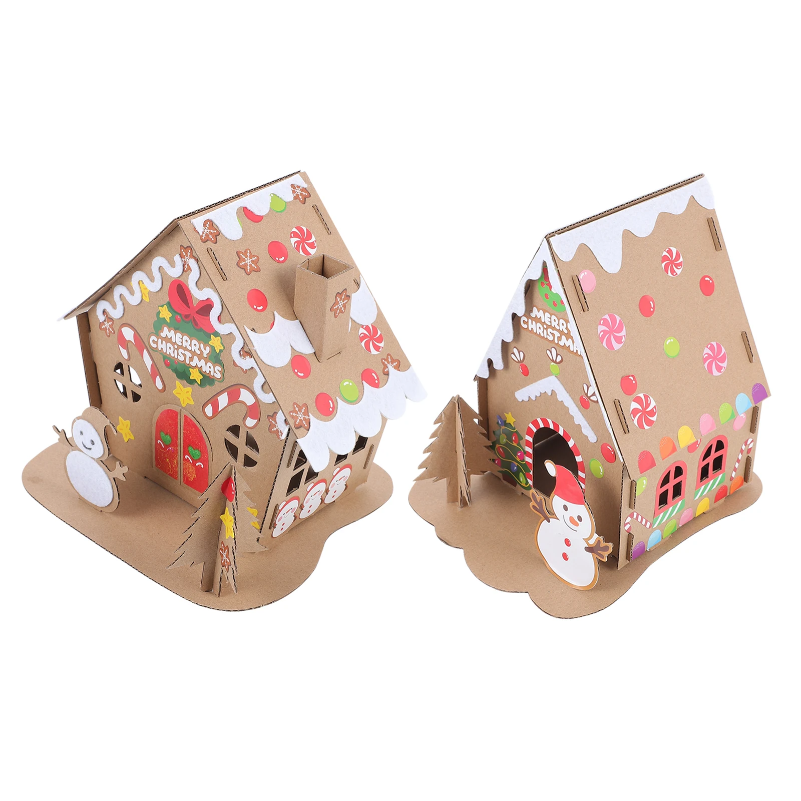 

2 set 2 Sets Christmas Houses Decoration Kits Plastic Building Model Kids Room Home Educational Play Lighted Village Mini