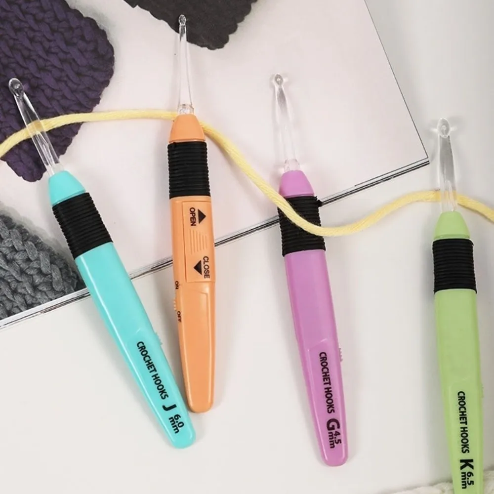 Handmade DIY Craft LED Light Crochet Knitting Needle Random Color Luminous 2.5-6.5mm Crochet Hook ABS Knitting Tool Household