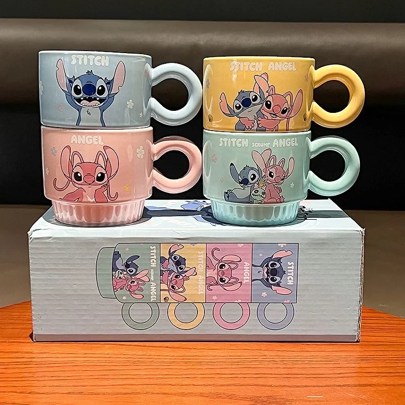 

Disney Cartoon Stitch Teapot Mug Action Figures Chip Cogsworth Tea Pot Cup One Set Lovely Gift