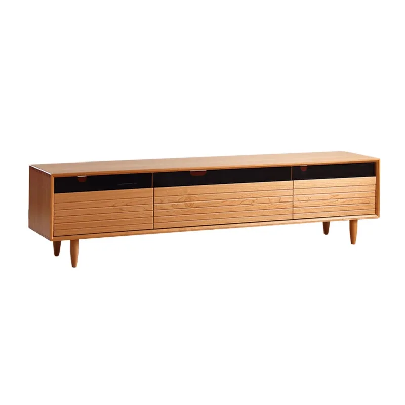 

Nordic style cherry wood solid wood TV cabinet small apartment Japanese simple modern living room audio and video