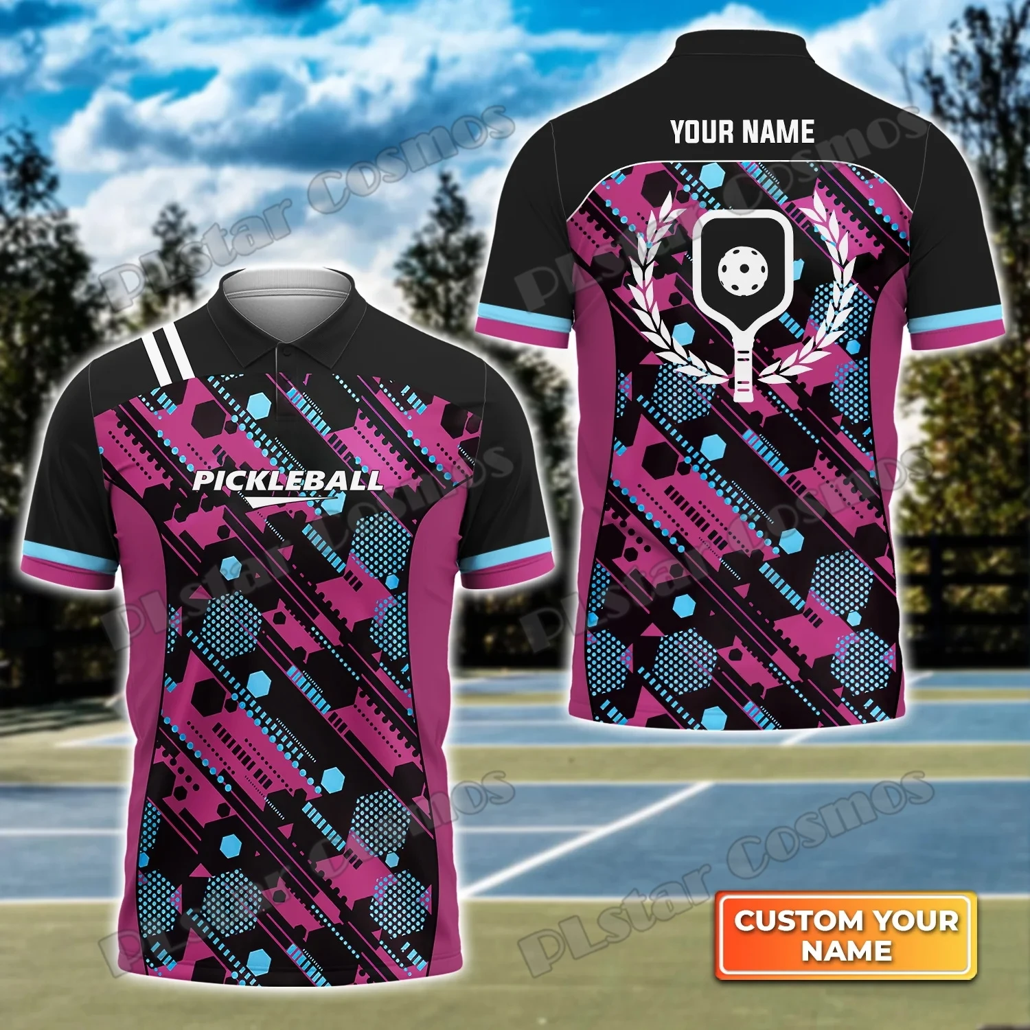 Polo con nombre personalizado para hombre, Camiseta con estampado 3D de primera calidad, estilo informal de calle, regalo para jugador de Pickleball WK66