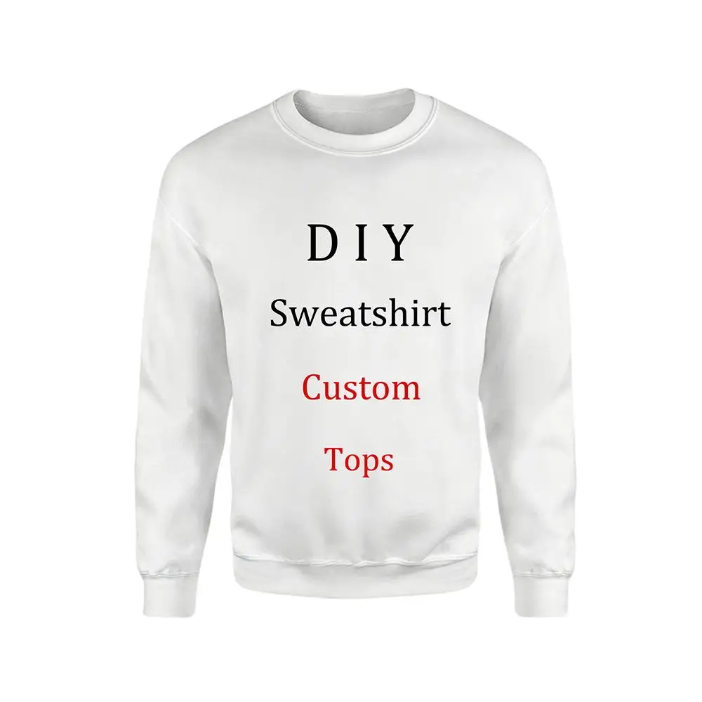 DIY Custom Crewneck Sweatshirt Personalized Photo Text Logo Print Pullover Tops Unisex Fashion Casual Long Sleeve Streetwear