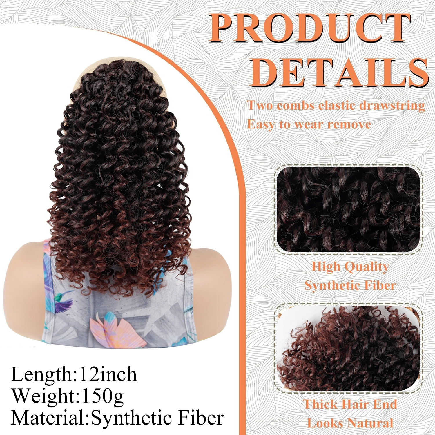 Ponytail Extension,Curly Drawstring Ponytail Extension for Women Daily Curly Clip in Hair Extensions 12 Inch Synthetic Hairpiece
