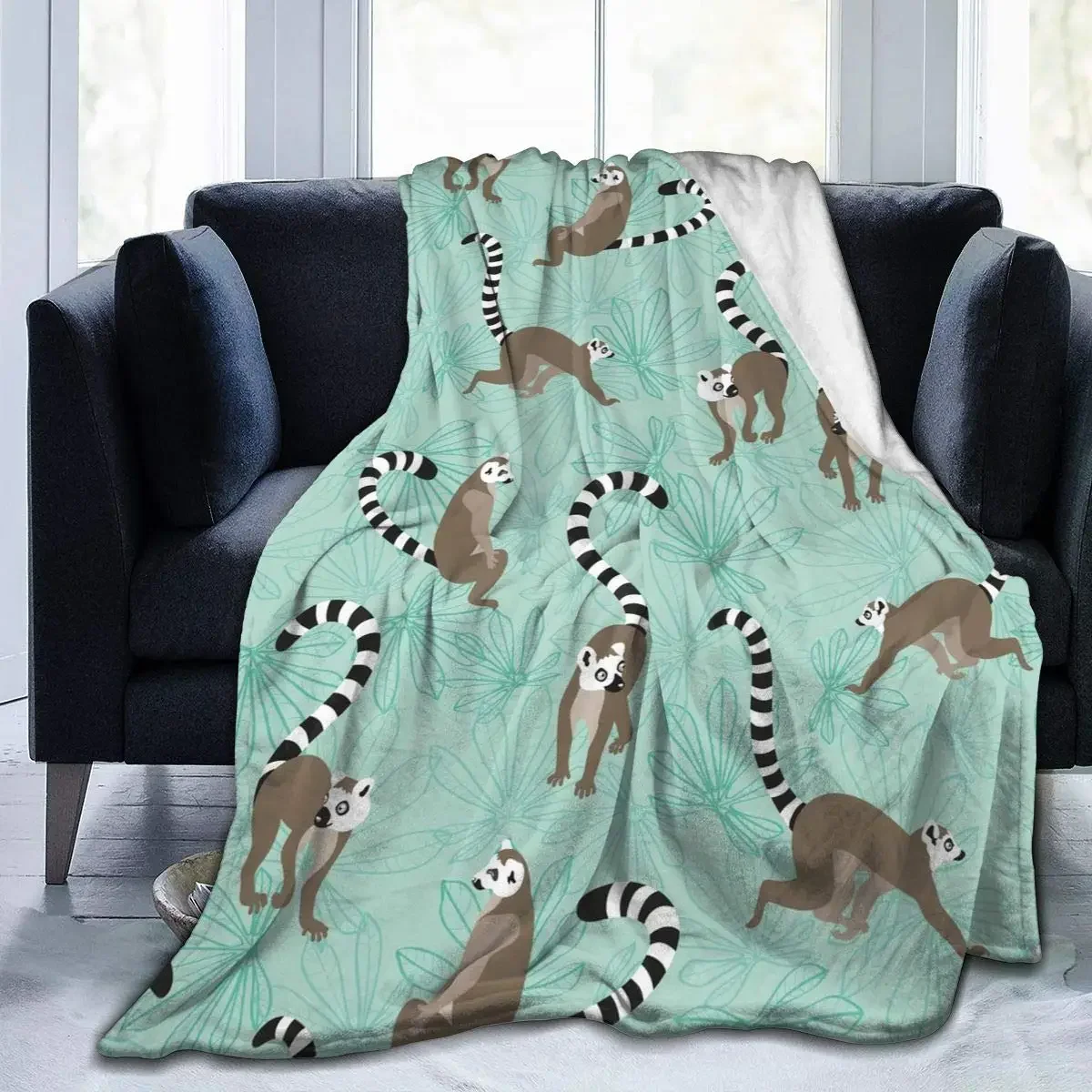 Cute Lemurs Soft Throw Blanket Lightweight Flannel Fleece Blanket for Couch Bed Sofa Travelling Camping for Kid Adult Home Gifts