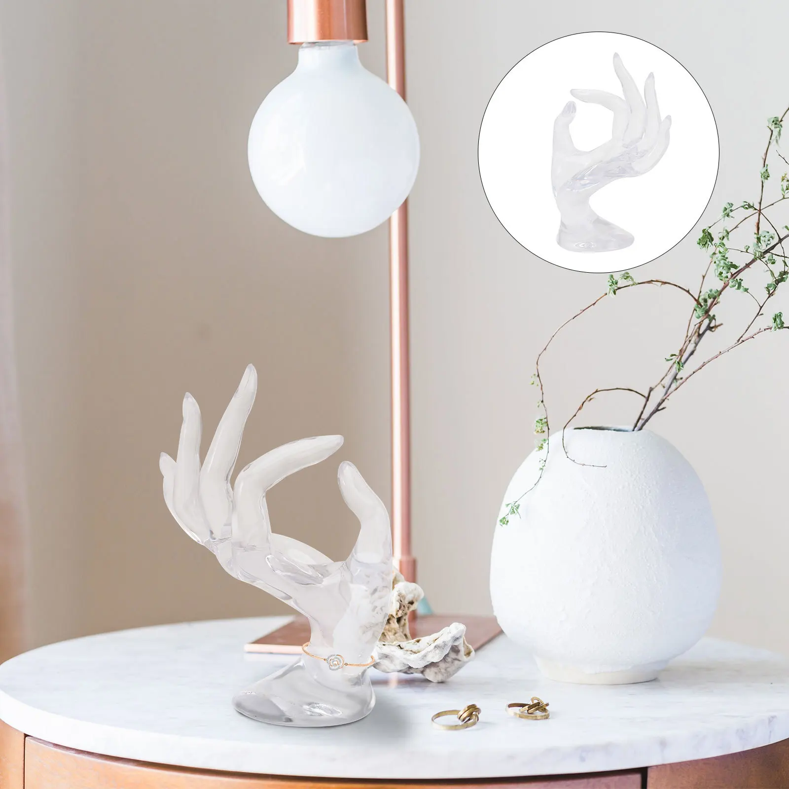 Transparent Plastic Jewelry Display Rack Hand Shape Ring Holder Creative Bracelet Organizer for Home Shop 8x17cm