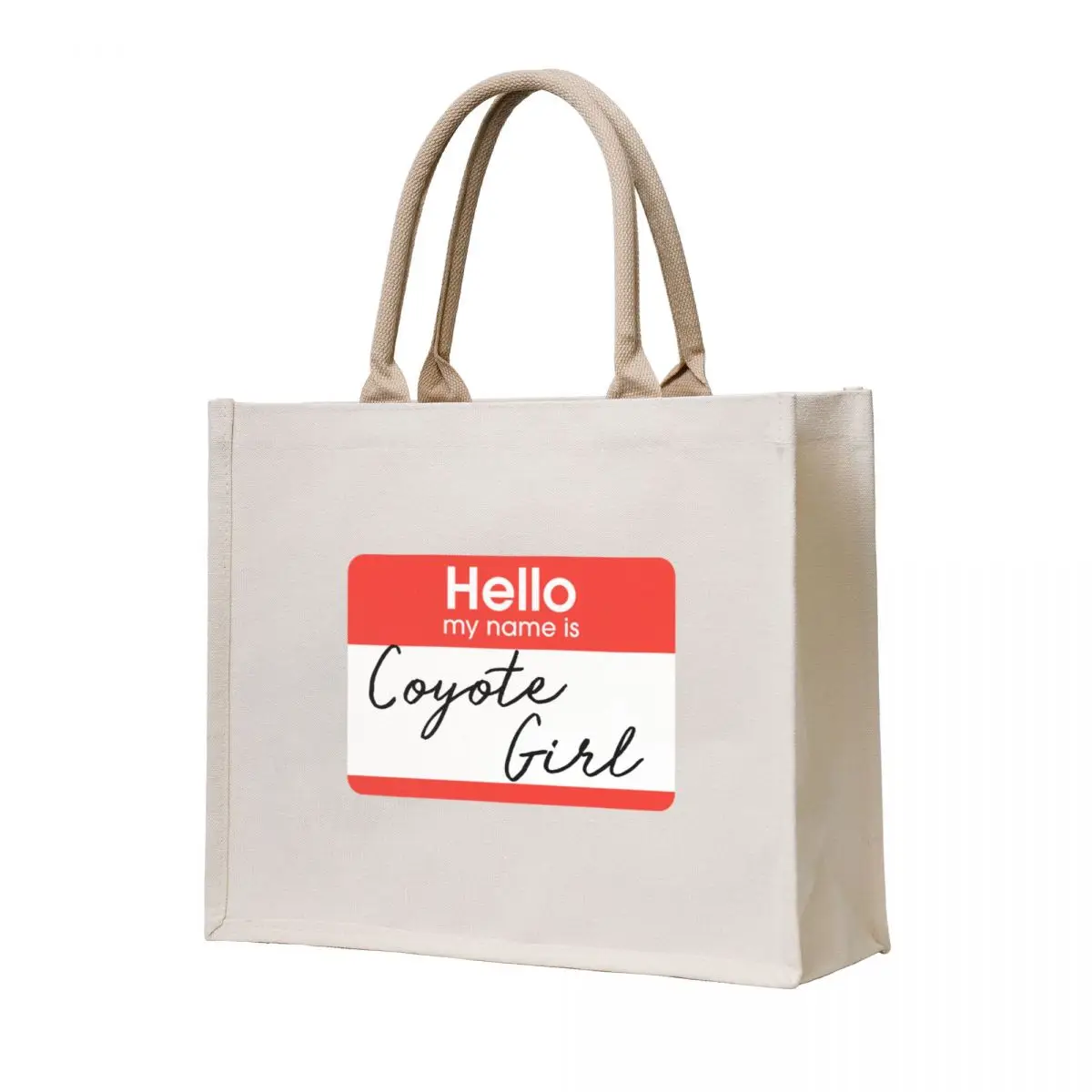 

Hello My Name is Coyote Girl Tote Bag bags luxury women shopper bags custom canvas bag