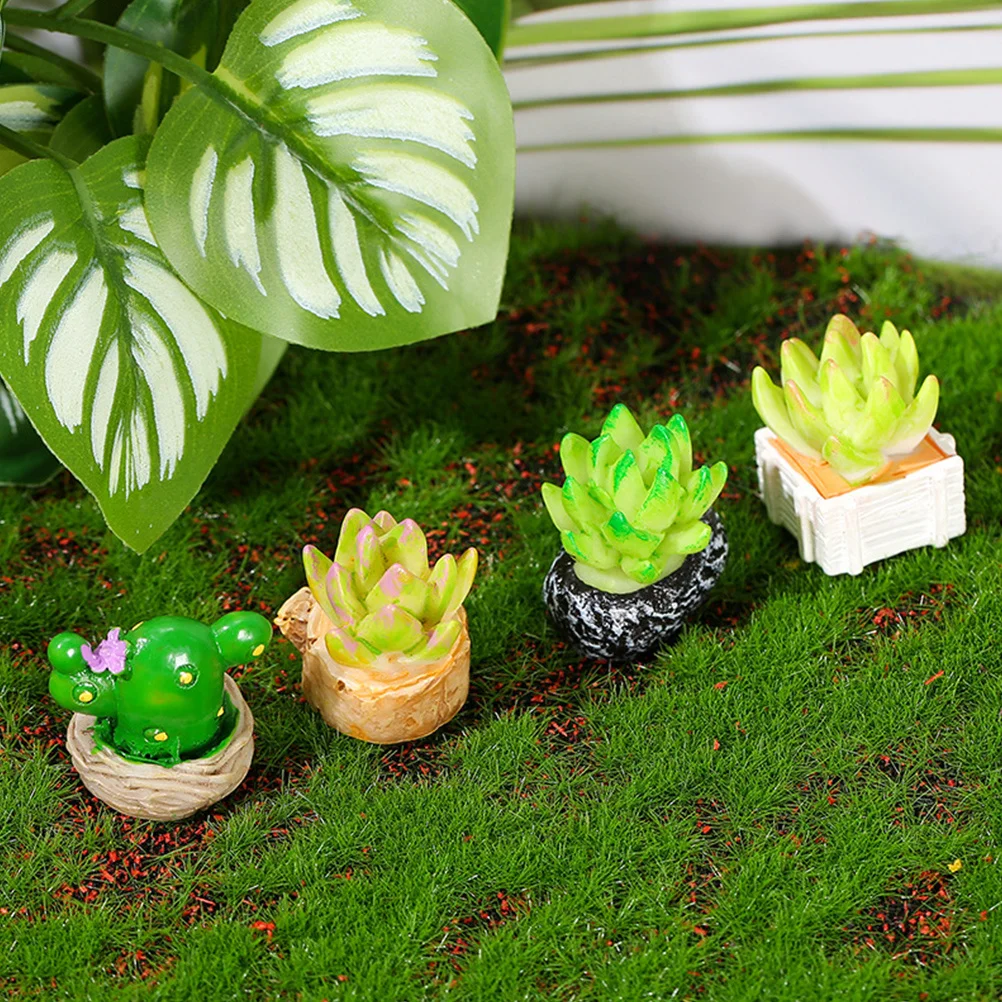 

12Pcs Resin Cactus Miniature Bonsai Decoration Small Moss Landscape Gifts Desktop Shelf Office Car Interior Decor