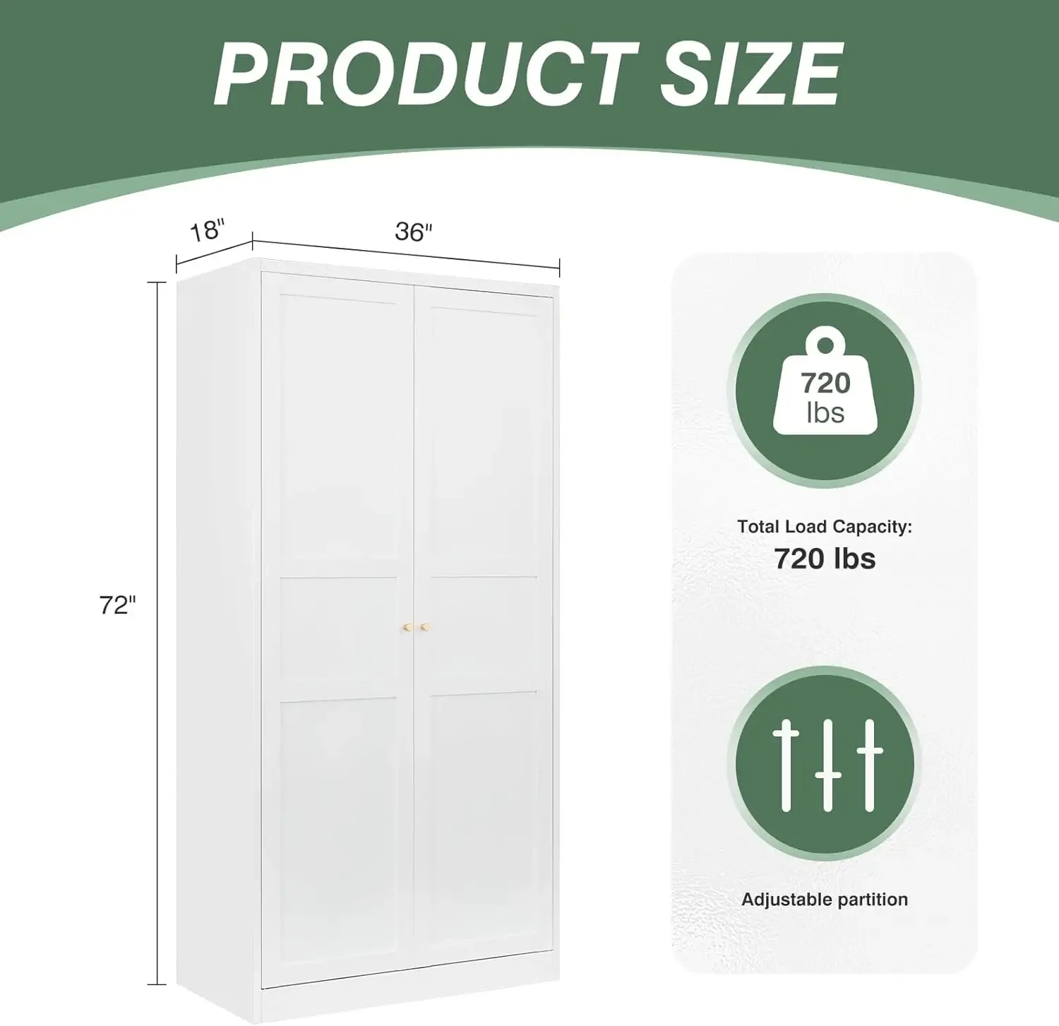 Cabinet,White Armoire Wardrobe Closets Storage Cabinets with Doors and Shelves for Laundry Room,Bedroom,Ho