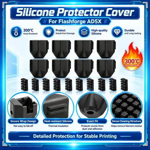 Heat Insulation Silicone Sock For Flashforge AD5X Hotend Protective Case Nozzle Wiper Cleaning Brush 3D Printer Replacement Part