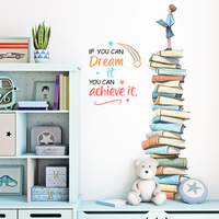 Cartoon Creative Drawing Book Tower Wall Stickers Children's Room Decor Self-Adhesive Decals Kids Wall Art Decor