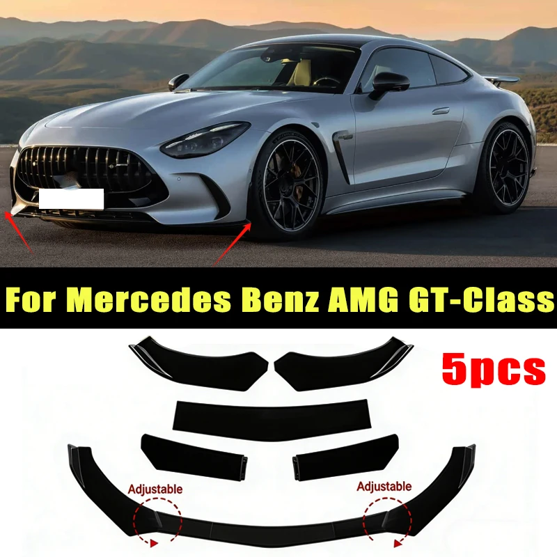

5Pcs ABS Material Universal Car Front Bumper Separator Bumper Lip Body Kit Duck Lip Separator For Mercedes Benz AMG GT-Class