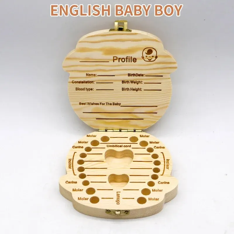 1 PCS Wooden Baby Tooth Box For Boys And Girls Tooth Hair Umbilical Cord Collection Box Baby Tooth Souvenir Box