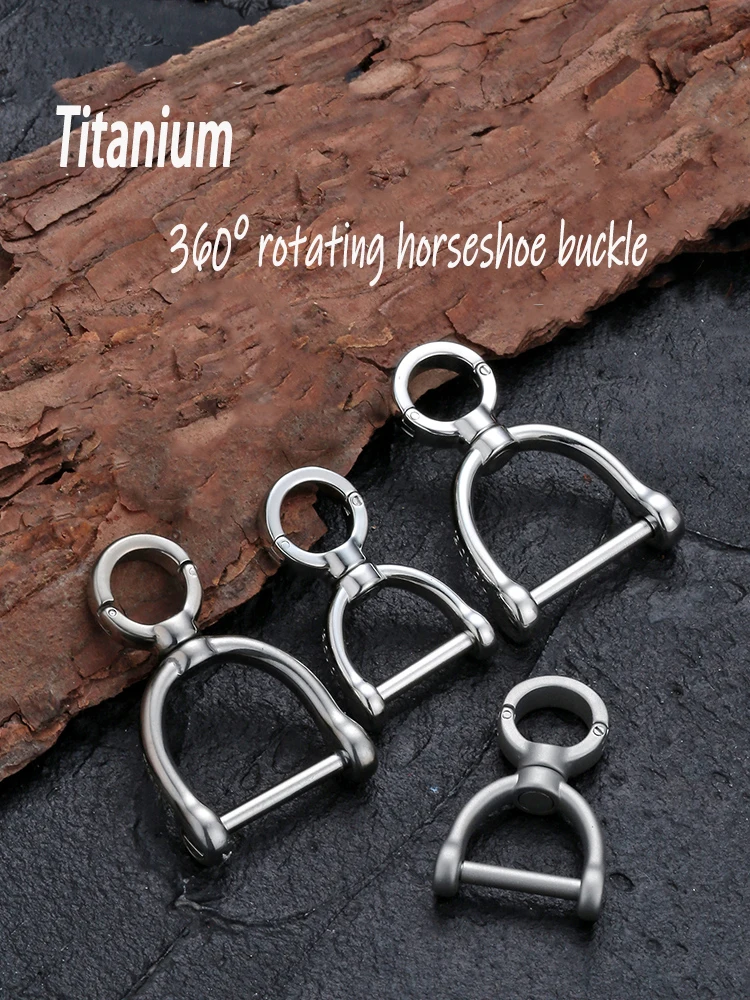 Titanium Spin 360 Degree Rotation Key Ring Luxury Car Key Chain Stainless Steel Horseshoe Buckle Chain Creativity Gift Wholesale