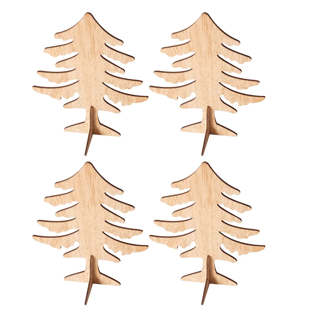 

6Pcs Wood Desktop Adornments Christmas Tree Ornament Cartoon Charming Christmas Gift Eco Friendly Simple Wood Mini
