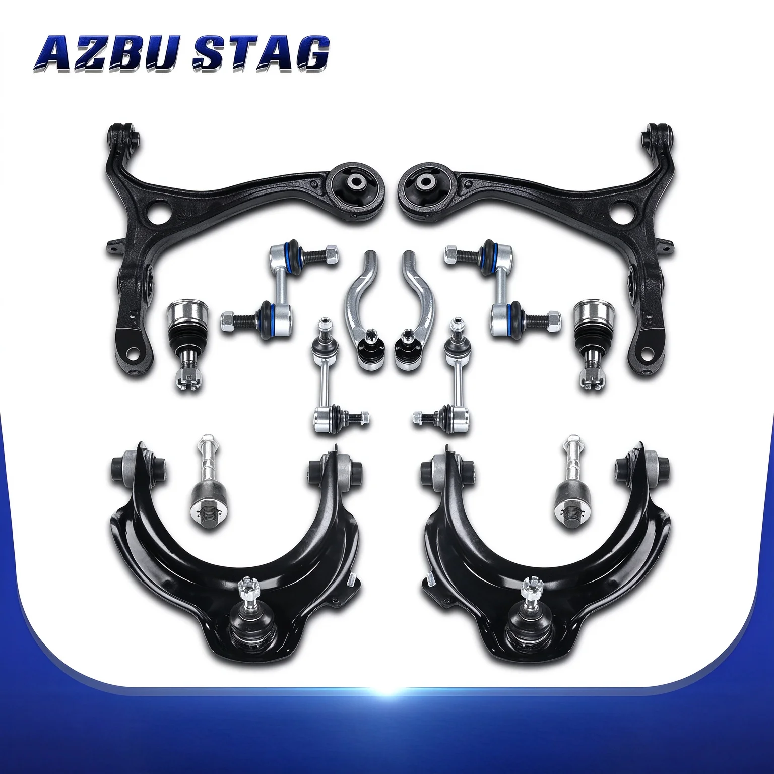 AzbuStag 14Pcs Front Control Arm Tie Rod Suspension Kit for HONDA ACCORD ACURA TSX 2003-2008 K620616 51450SDAA01 51450SDAA11