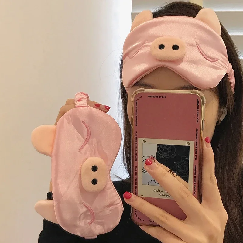 Cute Pink Cartoon Piggy Sleeping Mask Travel Relax Eye Cover For Sleep Shading Eye Eye Patch Beauty Health Eye Pads