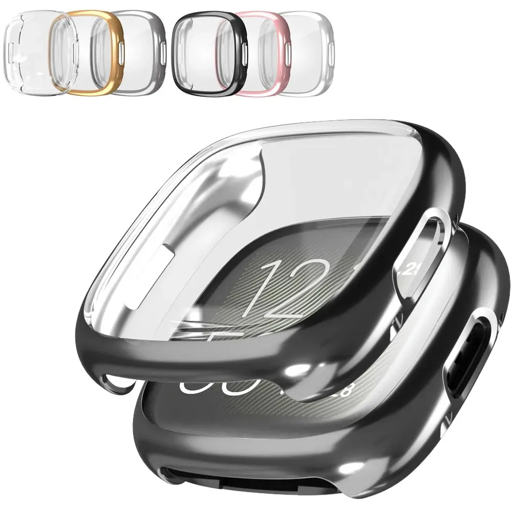 Plating TPU Case For Fitbit Versa 4 Protective Cover Frame Shell For Fit Bit Versa4 Watch Full Coverage Screen Protector Cases