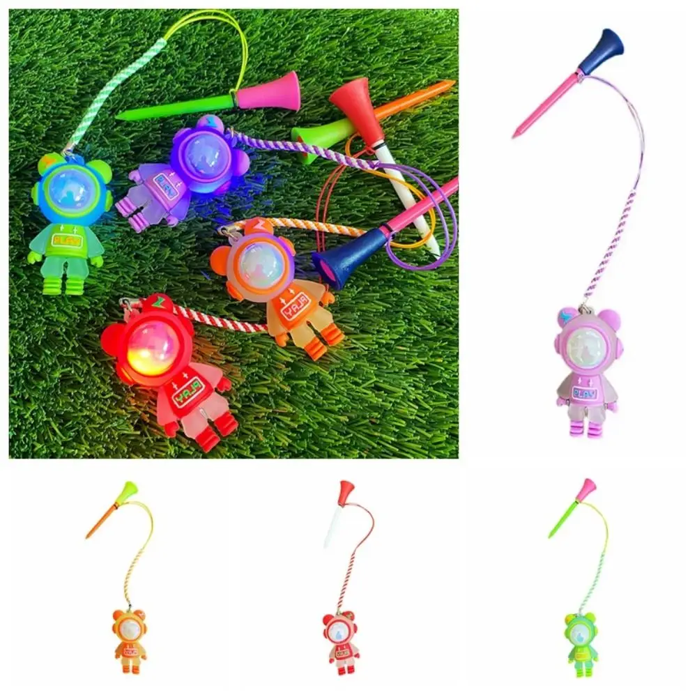 Cartoon Bear Golf Tee Flashing Light Astronaut Golf Rubber Tees 8.3cm Durable Golf Novelty Shape Tees Insert Into Grass